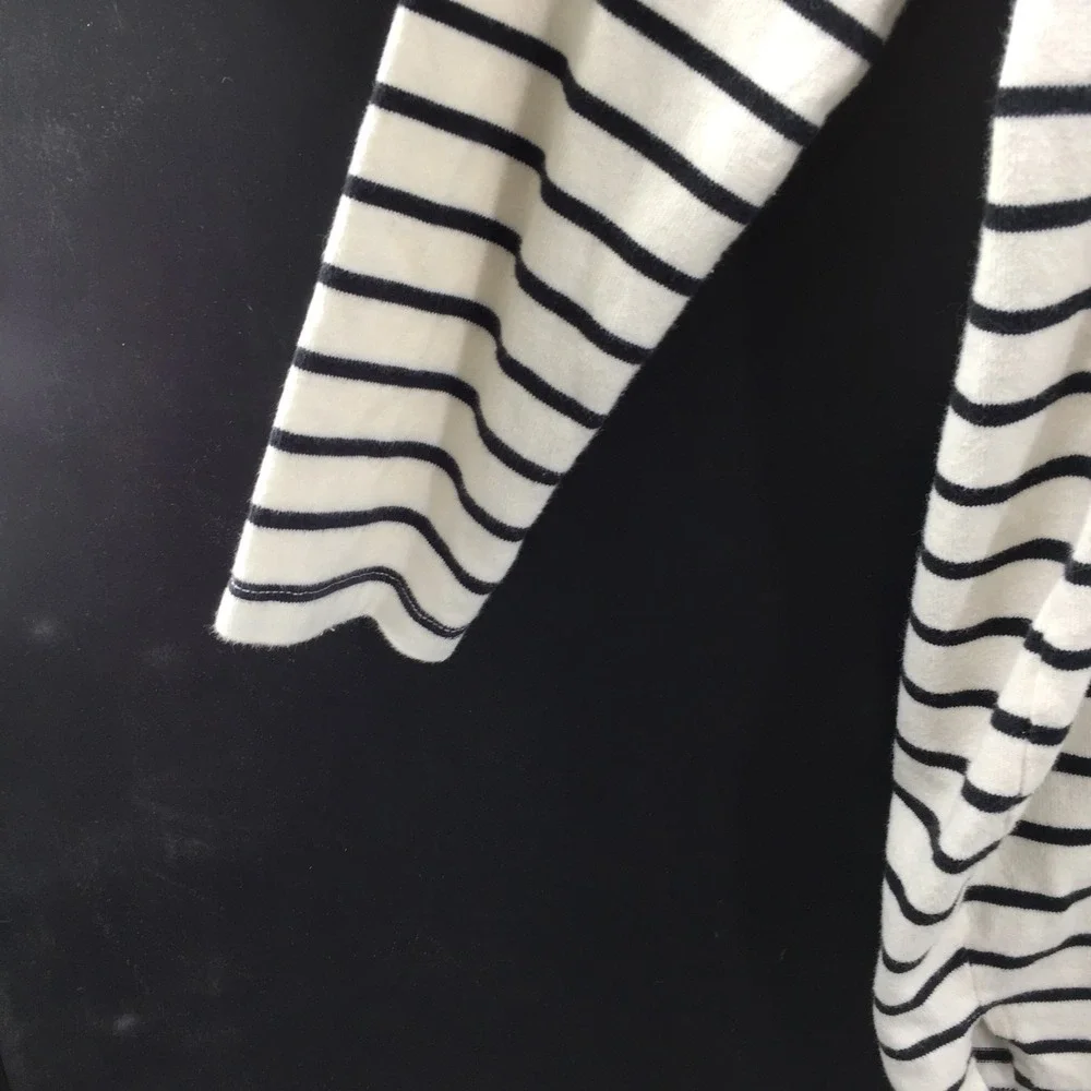 Hatch 100 cotton white black stripe chore pocket tunic Top long sleeve shirt 3 L